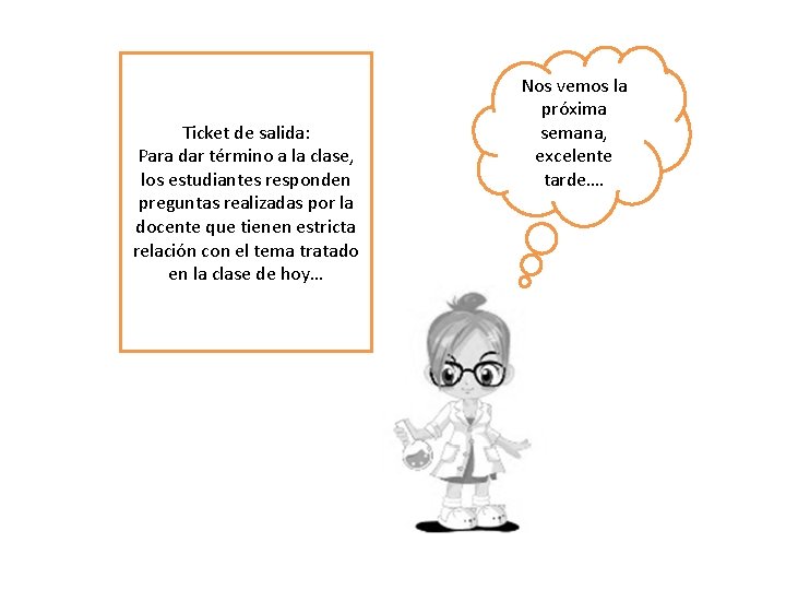 Ticket de salida: Para dar término a la clase, los estudiantes responden preguntas realizadas