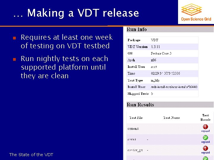 … Making a VDT release n n Requires at least one week of testing