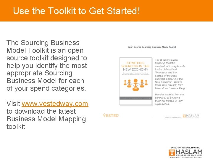 Use the Toolkit to Get Started! The Sourcing Business Model Toolkit is an open