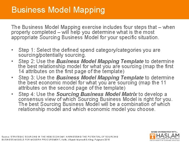 Business Model Mapping The Business Model Mapping exercise includes four steps that – when