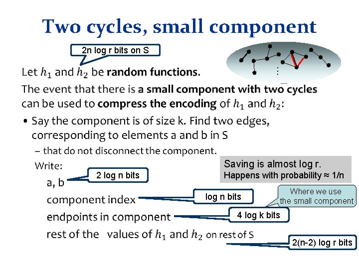 Two cycles, small component 2 n log r bits on S . . .