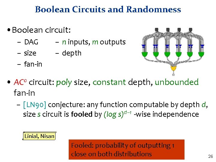 Boolean Circuits and Randomness • Boolean circuit: – DAG – size – fan-in –