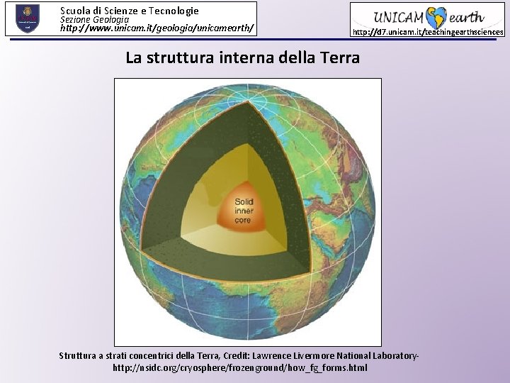 Scuola di Scienze e Tecnologie Sezione Geologia http: //www. unicam. it/geologia/unicamearth/ http: //d 7.