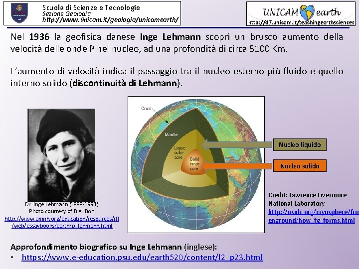 Scuola di Scienze e Tecnologie Sezione Geologia http: //www. unicam. it/geologia/unicamearth/ http: //d 7.