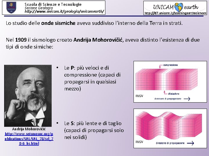 Scuola di Scienze e Tecnologie Sezione Geologia http: //www. unicam. it/geologia/unicamearth/ http: //d 7.