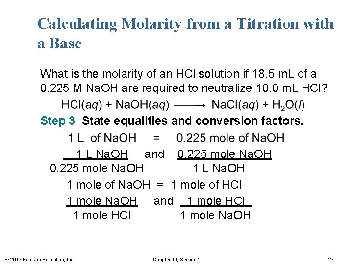 Calculating Molarity from a Titration with a Base What is the molarity of an