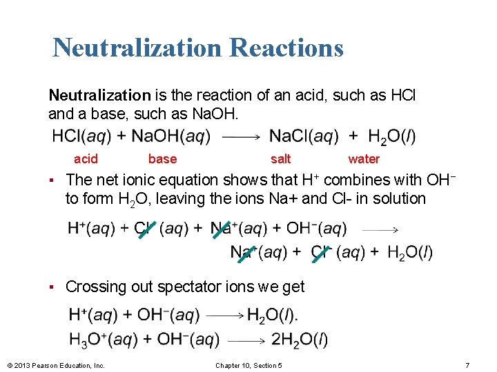 Neutralization Reactions Neutralization is the reaction of an acid, such as HCl and a