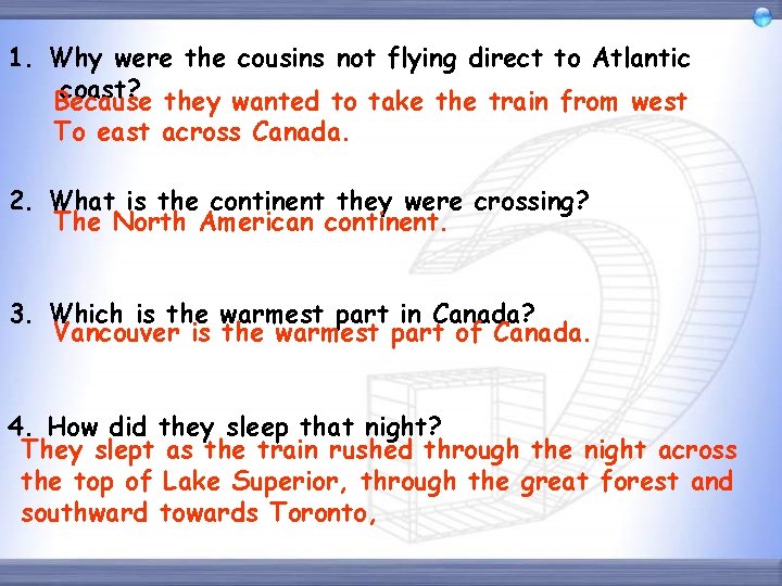 1. Why were the cousins not flying direct to Atlantic coast? they wanted to
