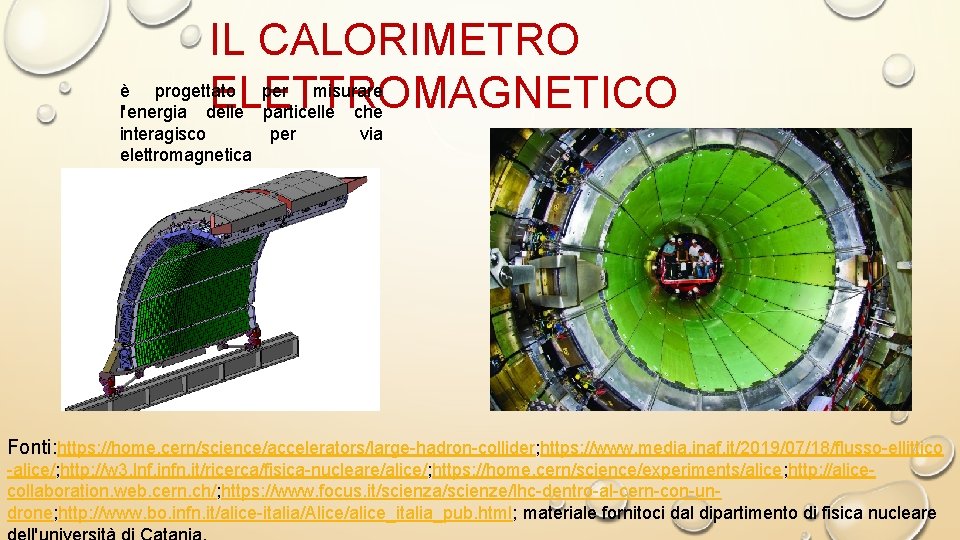 IL CALORIMETRO è progettato per misurare ELETTROMAGNETICO l'energia delle particelle che interagisco per elettromagnetica