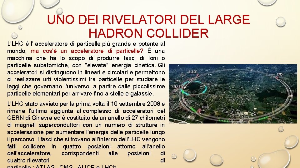 UNO DEI RIVELATORI DEL LARGE HADRON COLLIDER L'LHC è l' acceleratore di particelle più
