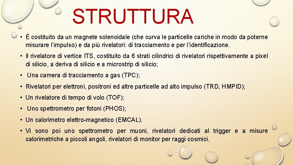 STRUTTURA • È costituito da un magnete solenoidale (che curva le particelle cariche in