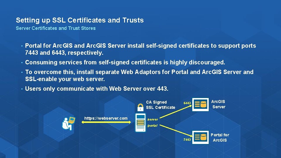 Setting up SSL Certificates and Trusts Server Certificates and Trust Stores • Portal for