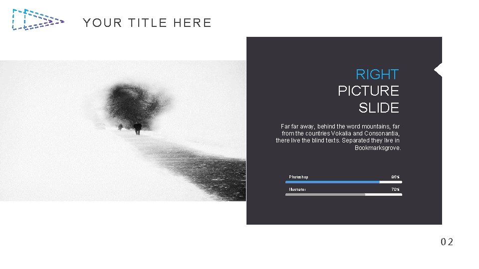 YOUR TITLE HERE RIGHT PICTURE SLIDE Far far away, behind the word mountains, far