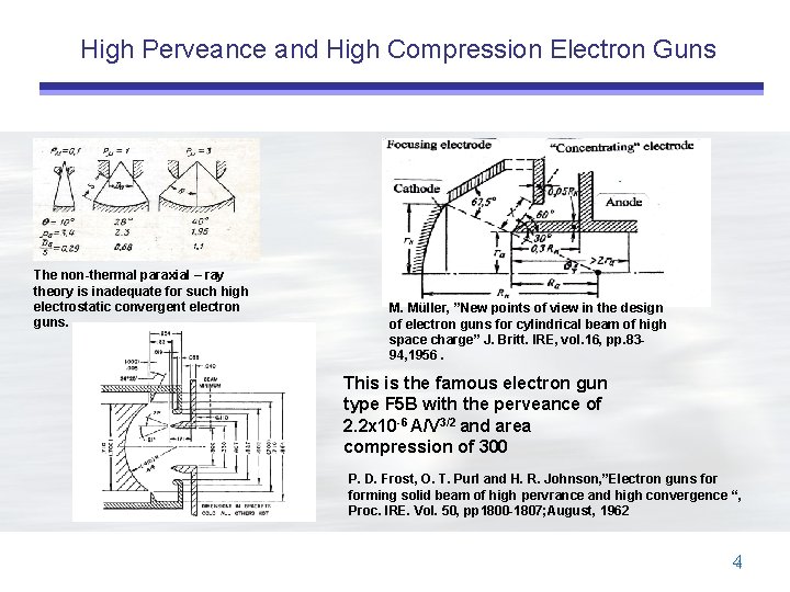High Perveance and High Compression Electron Guns The non-thermal paraxial – ray theory is