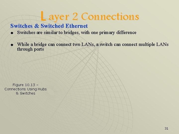 L ayer 2 Connections Switches & Switched Ethernet u u Switches are similar to