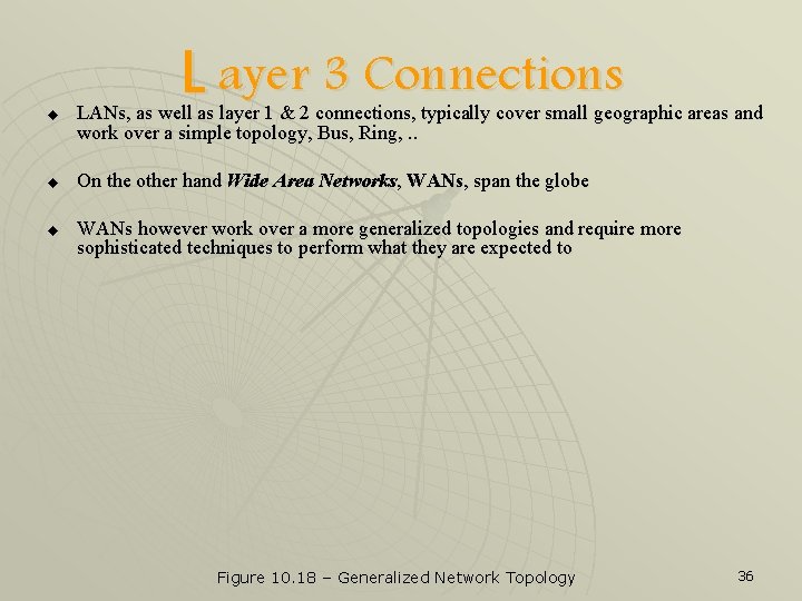 u u u L ayer 3 Connections LANs, as well as layer 1 &