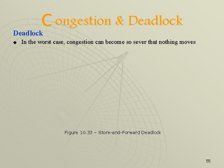 C ongestion & Deadlock u In the worst case, congestion can become so sever