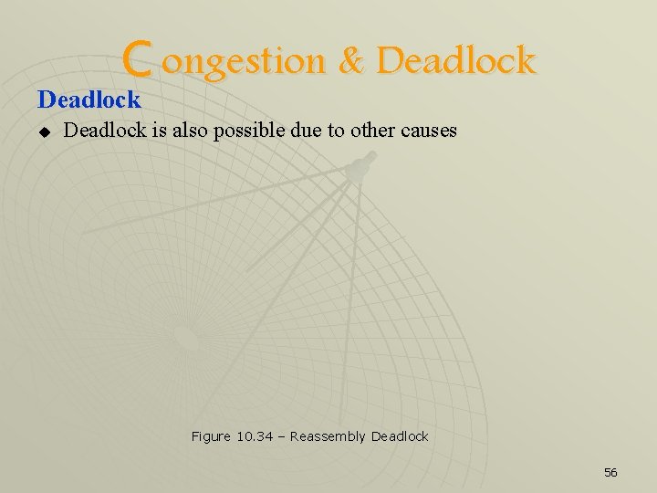C ongestion & Deadlock u Deadlock is also possible due to other causes Figure