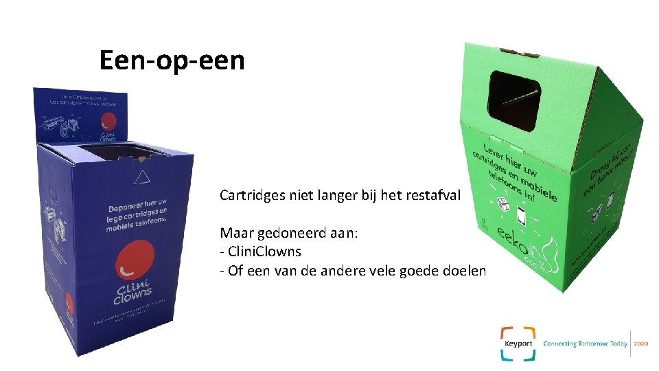 Een-op-een Cartridges niet langer bij het restafval Maar gedoneerd aan: - Clini. Clowns - Een-op-een Cartridges niet langer bij het restafval Maar gedoneerd aan: - Clini. Clowns -