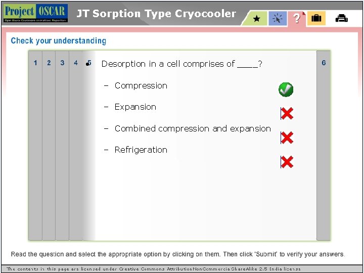 JT Sorption Type Cryocooler • Desorption in a cell comprises of ____? – Compression