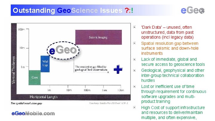 Outstanding Geo. Science Issues ? : ! Geo e. Geo + Courtesy Geo. Ex.