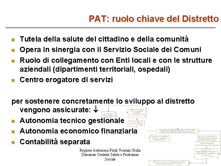 PAT: ruolo chiave del Distretto n n Tutela della salute del cittadino e della