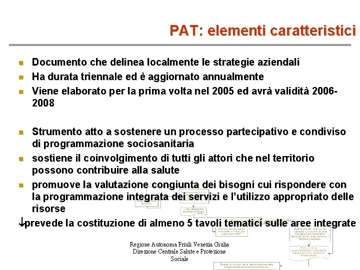 PAT: elementi caratteristici n n n Documento che delinea localmente le strategie aziendali Ha