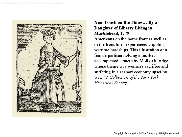 New Touch on the Times… By a Daughter of Liberty Living in Marblehead, 1779