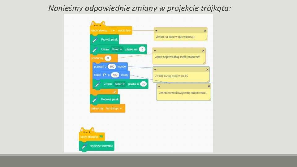 Nanieśmy odpowiednie zmiany w projekcie trójkąta: 