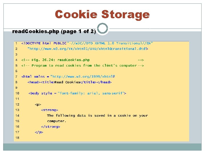 Cookie Storage read. Cookies. php (page 1 of 2) 