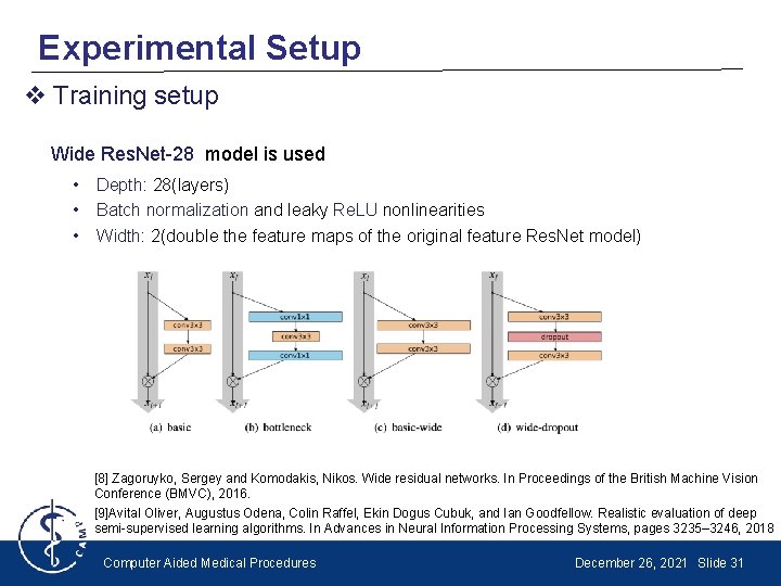 Experimental Setup v Training setup Wide Res. Net-28 model is used • Depth: 28(layers)