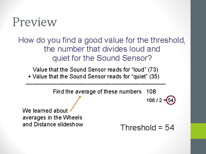 Preview How do you find a good value for the threshold, the number that Preview How do you find a good value for the threshold, the number that