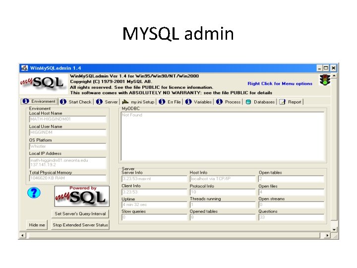 MYSQL admin 
