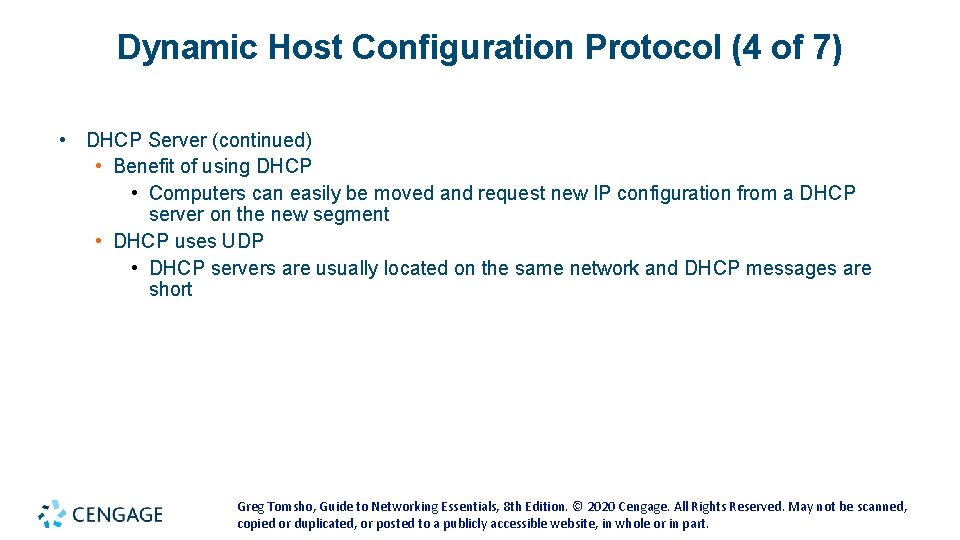 Dynamic Host Configuration Protocol (4 of 7) • DHCP Server (continued) • Benefit of Dynamic Host Configuration Protocol (4 of 7) • DHCP Server (continued) • Benefit of