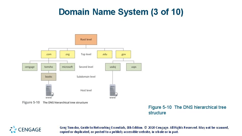 Domain Name System (3 of 10) Figure 5 -10 The DNS hierarchical tree structure Domain Name System (3 of 10) Figure 5 -10 The DNS hierarchical tree structure