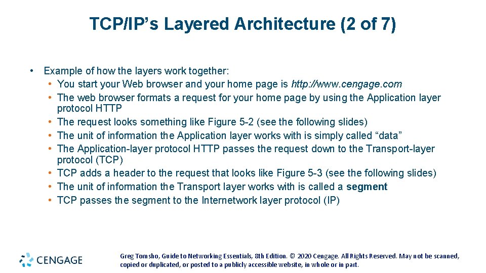 TCP/IP’s Layered Architecture (2 of 7) • Example of how the layers work together: TCP/IP’s Layered Architecture (2 of 7) • Example of how the layers work together:
