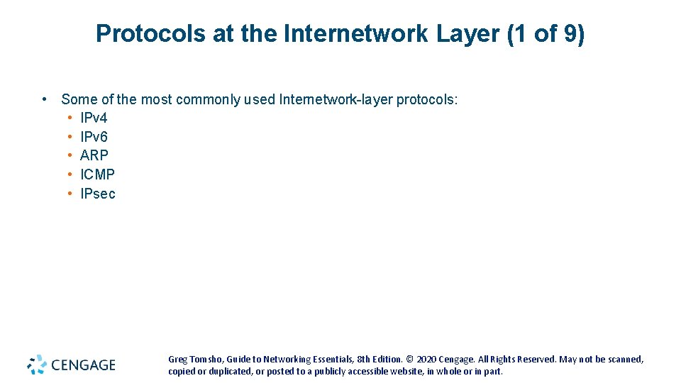 Protocols at the Internetwork Layer (1 of 9) • Some of the most commonly Protocols at the Internetwork Layer (1 of 9) • Some of the most commonly