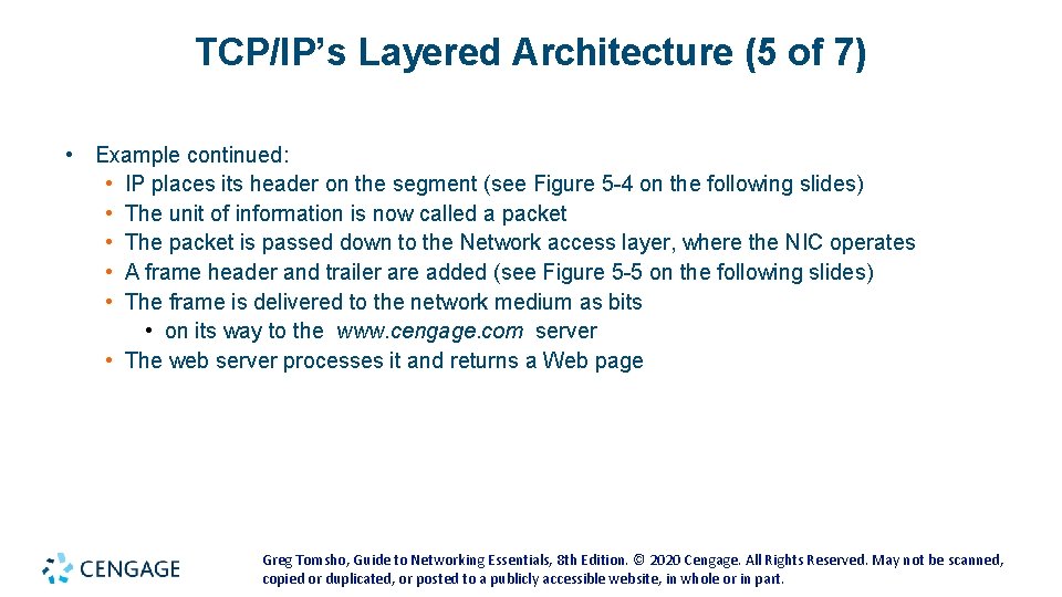 TCP/IP’s Layered Architecture (5 of 7) • Example continued: • IP places its header TCP/IP’s Layered Architecture (5 of 7) • Example continued: • IP places its header