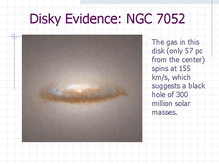 Disky Evidence: NGC 7052 The gas in this disk (only 57 pc from the