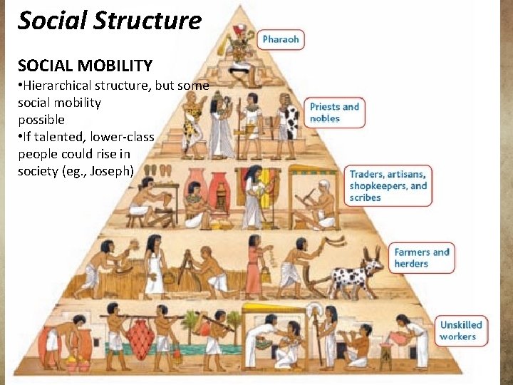 Social Structure SOCIAL MOBILITY • Hierarchical structure, but some social mobility possible • If