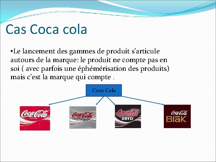 Cas Coca cola • Le lancement des gammes de produit s’articule autours de la Cas Coca cola • Le lancement des gammes de produit s’articule autours de la