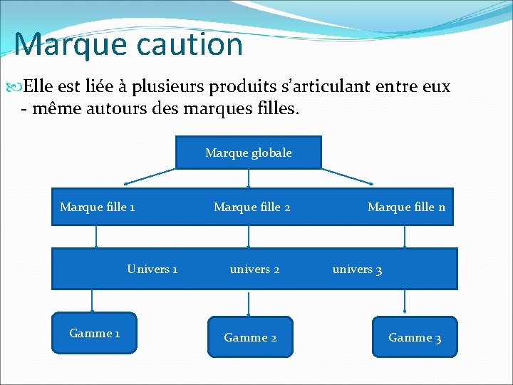 Marque caution Elle est liée à plusieurs produits s’articulant entre eux - même autours Marque caution Elle est liée à plusieurs produits s’articulant entre eux - même autours