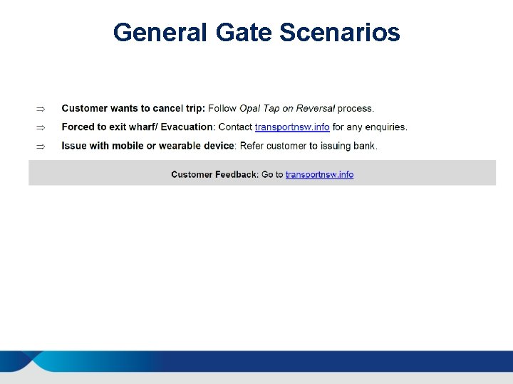 General Gate Scenarios 