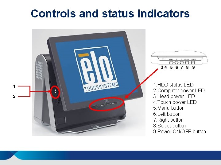 Controls and status indicators 1 2 1. HDD status LED 2. Computer power LED