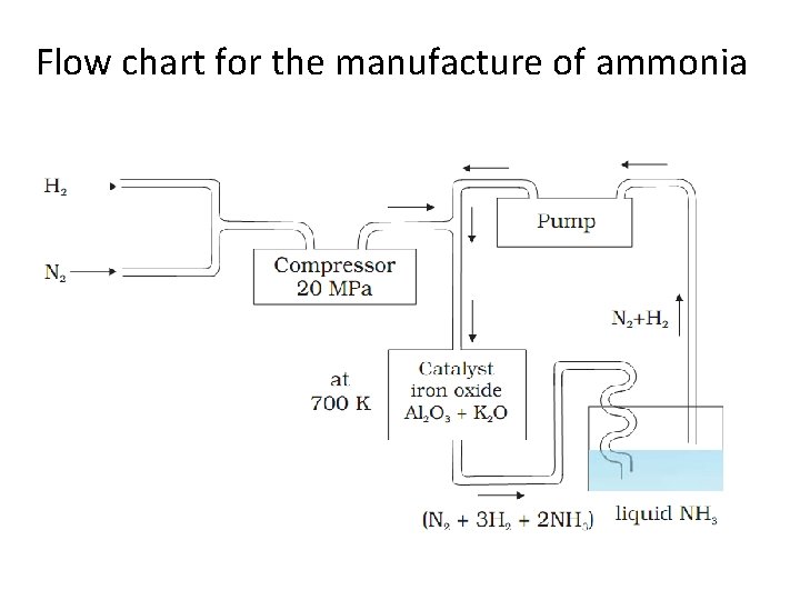 Flow chart for the manufacture of ammonia 