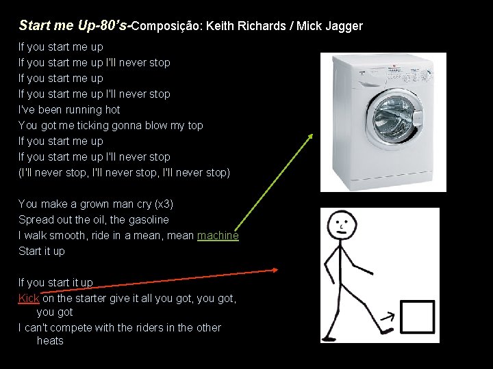 Start me Up-80’s-Composição: Keith Richards / Mick Jagger If you start me up I'll Start me Up-80’s-Composição: Keith Richards / Mick Jagger If you start me up I'll