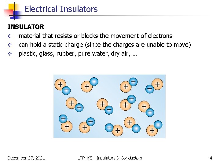 Electrical Insulators INSULATOR v material that resists or blocks the movement of electrons v