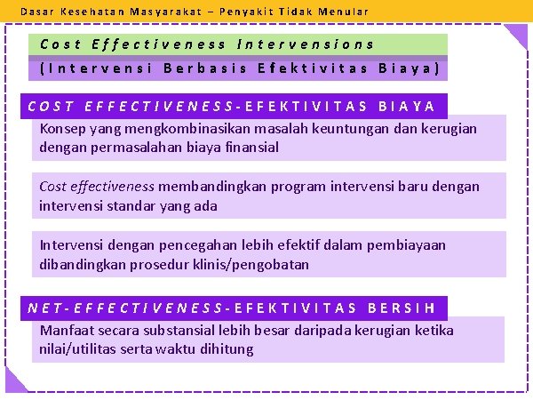 Dasar Kesehatan Masyarakat – Penyakit Tidak Menular Cost Effectiveness Intervensions (Intervensi Berbasis Efektivitas Biaya)