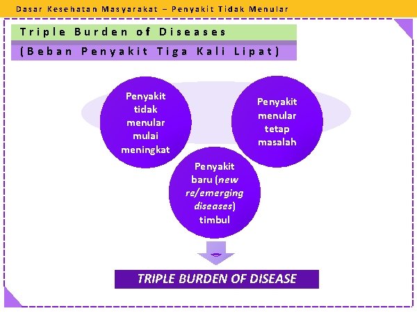 Dasar Kesehatan Masyarakat – Penyakit Tidak Menular Triple Burden of Diseases (Beban Penyakit Tiga