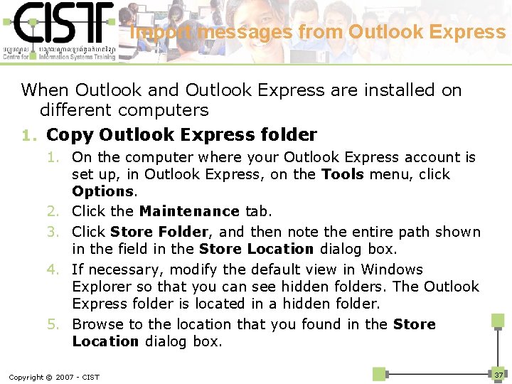 Import messages from Outlook Express When Outlook and Outlook Express are installed on different